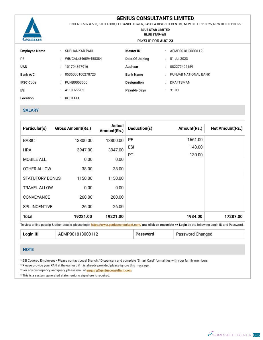 Download Genius Consultants payslip template in Word and PDF formats.pdf, 1 Photoshop template